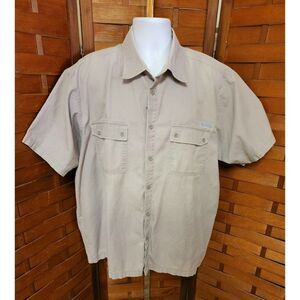 Men's 2XL-TALL Dickies Gray Short Sleeved Button Down Casual Work Shirt